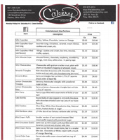 Cake Price Sheet